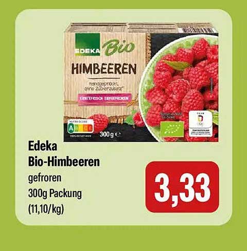 Edeka Bio-Himbeeren gefroren 300g Packung (11,10/kg)