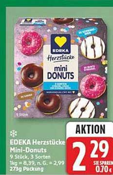 EDEKA Herzstücke Mini-Donuts 9 Stück, 3 Sorten