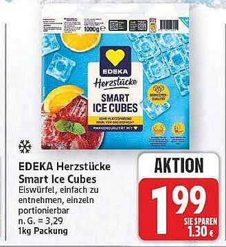 EDEKA Herzstücke Smart Ice Cubes Eiwürfel, einfach zu entnehmen, einzeln portionierbar 1kg Packung