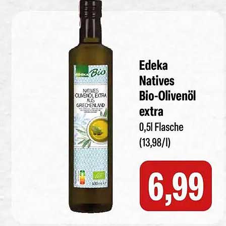 Edeka Natives Bio-Olivenöl extra 0,5l Flasche (13,98/l)