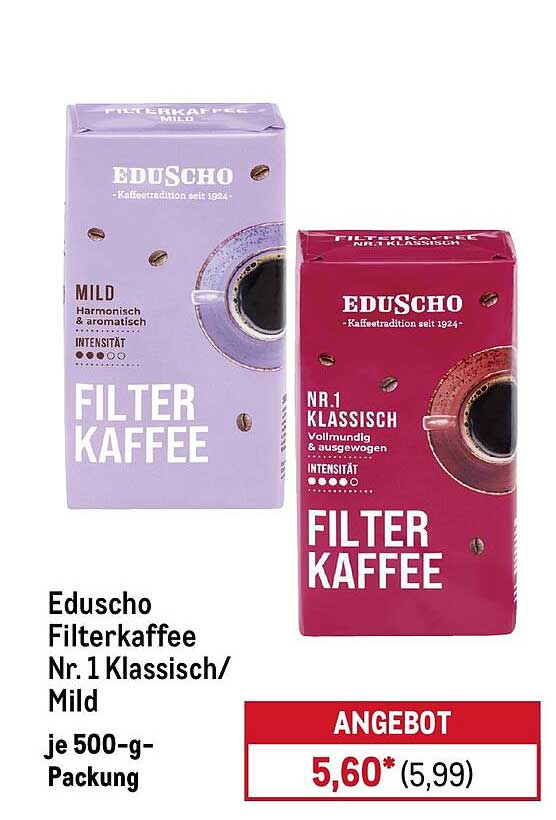 Eduscho Filterkaffee Nr.1 Klassisch/Mild je 500-g-Packung