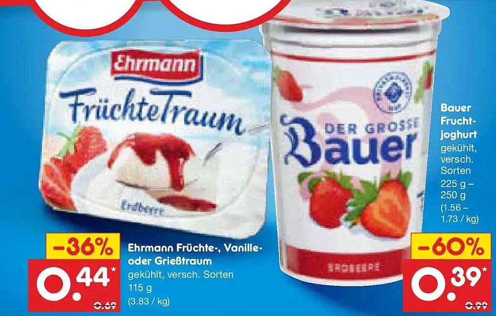 Ehrmann Früchte-, Vanille- oder Grießtraum gekühlt, versch. Sorten 115 g