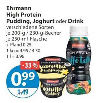 Ehrmann High Protein Pudding, Joghurt oder Drink