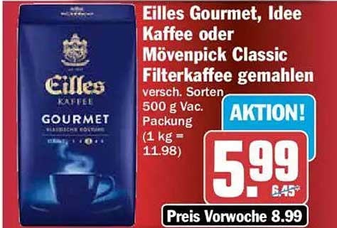 Eilles Gourmet, Idee Kaffee oder Mövenpick Classic Filterkaffee gemahlen
