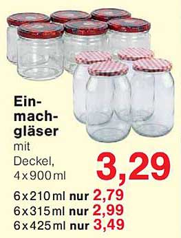 Einmachgläser mit Deckel, 4 x 900 ml