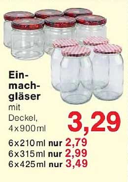 Einmachgläser mit Deckel, 4 x 900 ml