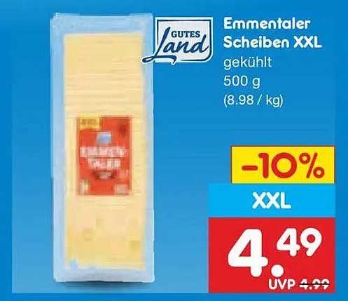 Emmentaler Scheiben XXL gekühlt 500 g