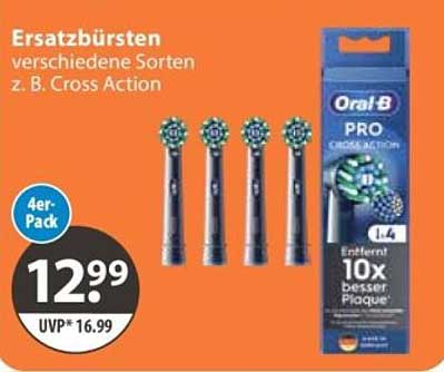 Ersatzbürsten verschiedene Sorten z. B. Cross Action