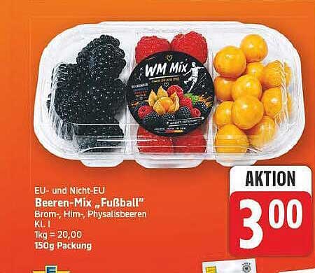 EU- und Nicht-EU Beeren-Mix „Fußball“ Brom-, Him-, Physalisbeeren Kl. I, Tkg = 20,00, 150g Packung