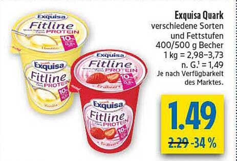 Exquisa Quark verschiedene Sorten und Fettstufen 400/500 g Becher