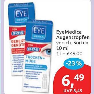 EyeMedica Augentropfen versch. Sorten 10 ml 1 l = 649,00