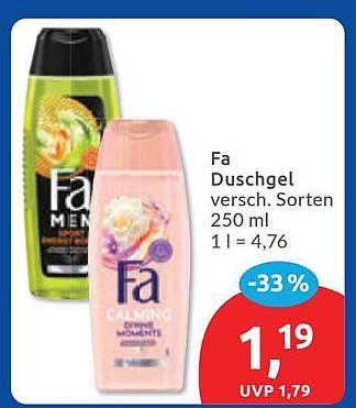 Fa Duschgel versch. Sorten 250 ml 1 l = 4,76