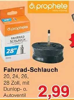 Fahrrad-Schlauch 20, 24, 26, 28 Zoll mit Dunlop- o. Autoventil