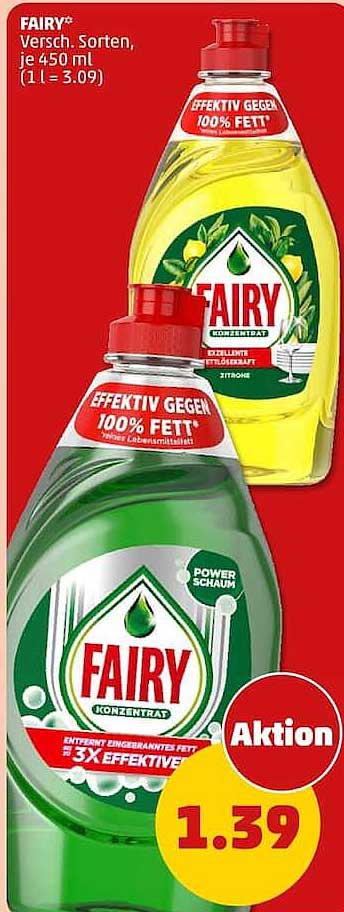 FAIRY Versch. Sorten, je 450 ml (1 l = 3.09)