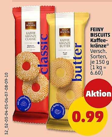 FEINY BISCUITS Kaffee-Kränze* Versch. Sorten, je 150 g (1 kg = 6.60)
