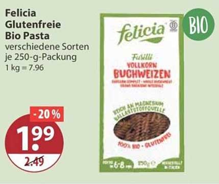 Felicia Glutenfreie Bio Pasta verschiedene Sorten je 250-g-Packung 1 kg = 7.96