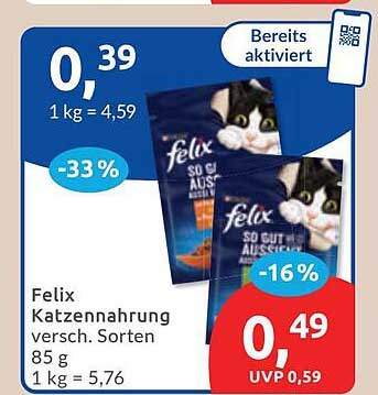 Felix Katzennahrung versch. Sorten 85 g