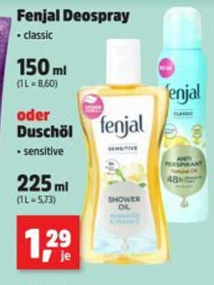Fenjal Deospray classic 150 ml oder Duschöl sensitive 225 ml