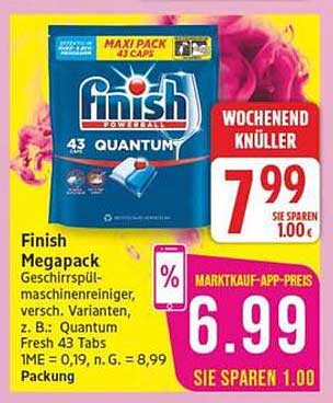 Finish Megapack Geschirrspülmaschinenreiniger, versch. Varianten, z. B.: Quantum Fresh 43 Tabs