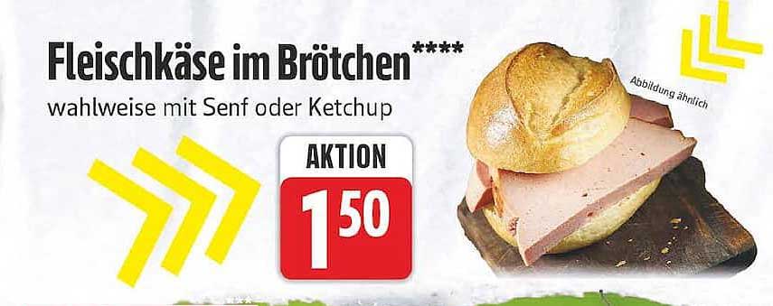 Fleischkäse im Brötchen**** wahlweise mit Senf oder Ketchup