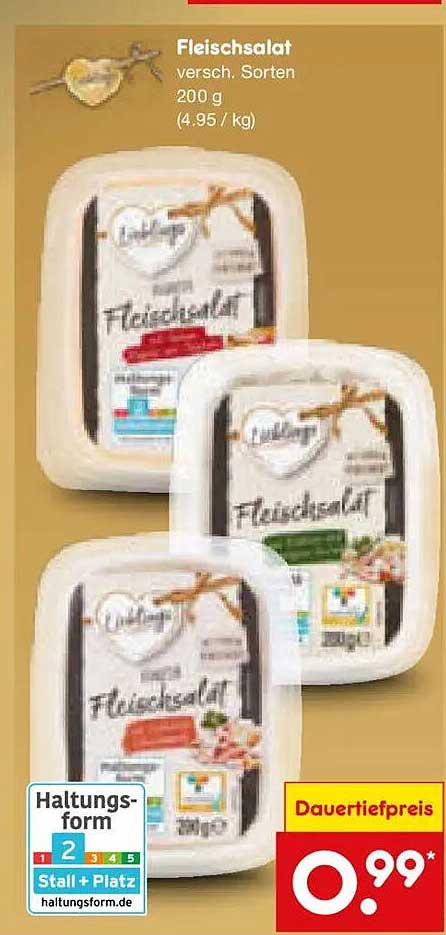Fleischsalat versch. Sorten 200 g (4.95 / kg)