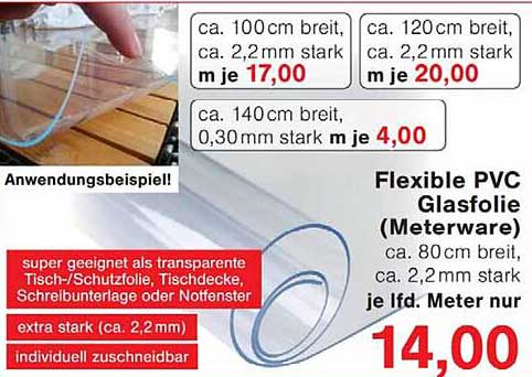 Flexible PVC Glasfolie (Meterware)