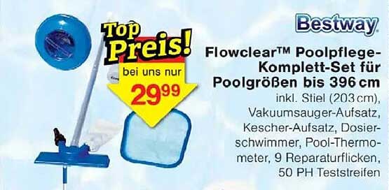 Flowclear™ Poolpflege-Komplett-Set für Poolgrößen bis 396 cm