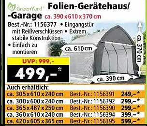 Folien-Gerätehaus/-Garage ca. 390 x 610 x 370 cm