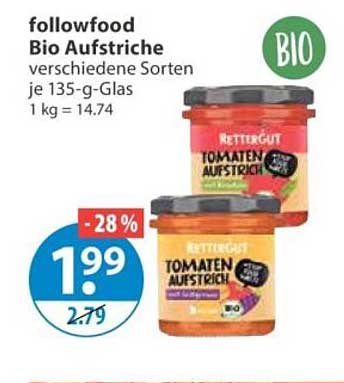 followfood Bio Aufstriche verschiedene Sorten in der 135-g-Glas