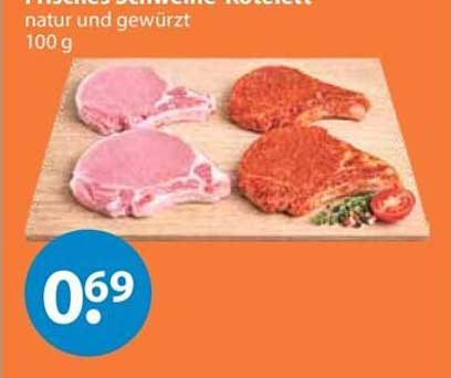 Frisches Schweine-Kotelett natur und gewürzt 100 g