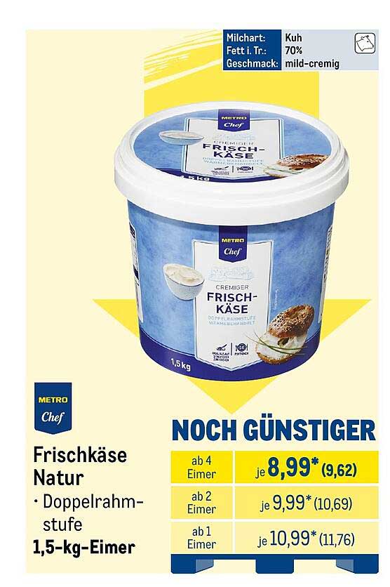Frischkäse Natur • Doppelrahmstufe 1,5-kg-Eimer