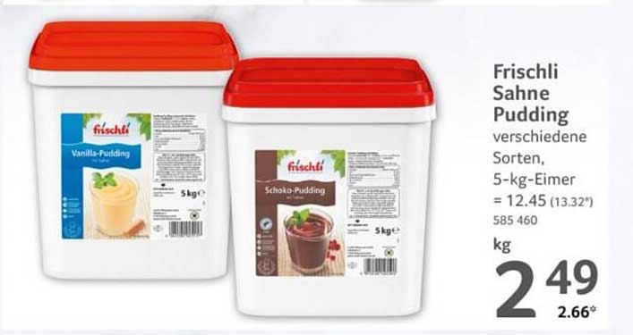 Frischli Sahne Pudding verschiedene Sorten, 5-kg-Eimer