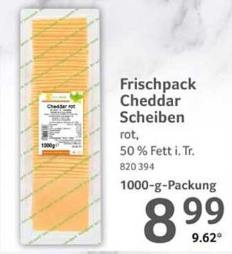 Frischpack Cheddar Scheiben rot, 50 % Fett i. Tr. 1000-g-Packung