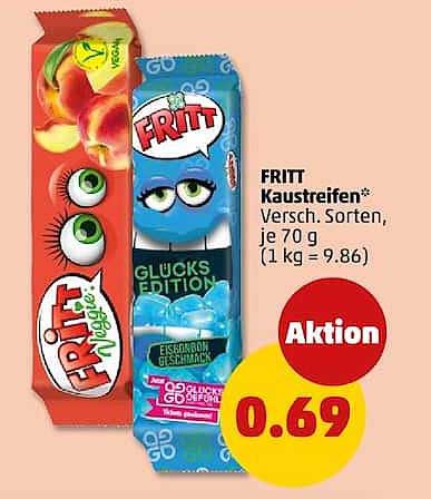 FRITT Kaustreifen* Versch. Sorten, je 70 g (1 kg = 9.86)