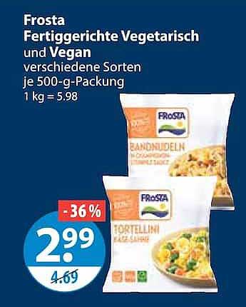 Frosta Fertiggerichte Vegetarisch und Vegan verschiedene Sorten je 500-g-Packung 1 kg = 5.98