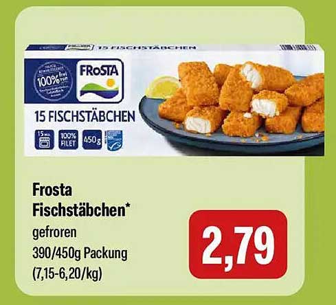Frosta Fischstäbchen* gefroren 390/450g Packung