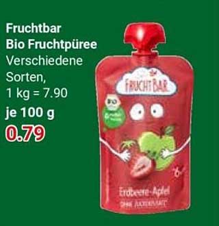 Fruchtbar Bio Fruchtpüree Verschiedene Sorten, 1 kg = 7.90 je 100 g