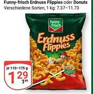 Funny-frisch Erdnuss Flippies oder Donuts Verschiedene Sorten, 1 kg: 7.37–11.73