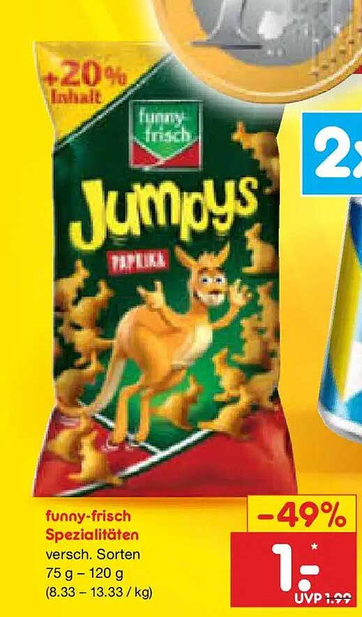 funny-frisch Spezialitäten verschieden. Sorten 75 g – 120 g (8.33 – 13.33 / kg)