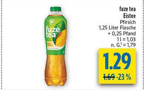 fuze tea Eistee Pfirsich 1,25 Liter Flasche + 0,25 Pfand