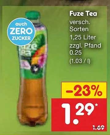 Fuze Tea versch. Sorten 1.25 Liter zzgl. Pfand 0.25 (1.03 / l)