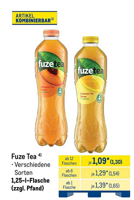 Fuze Tea Verschiedene Sorten 1,25-l-Flasche (zzgl. Pfand)