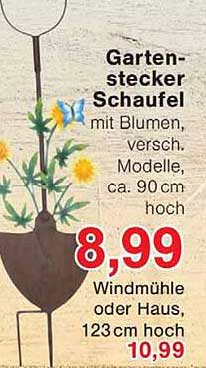 Garten-stecker Schaufel mit Blumen, versch. Modelle, ca. 90 cm hoch