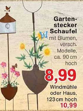 Garten Stecker Schaufel mit Blumen, versch. Modelle, ca. 90 cm hoch