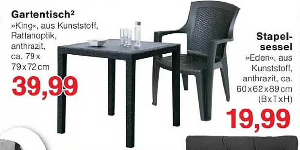 Gartentisch² »King«, aus Kunststoff, Rattanoptik, anthrazit, ca. 79 x 79 x 72 cm