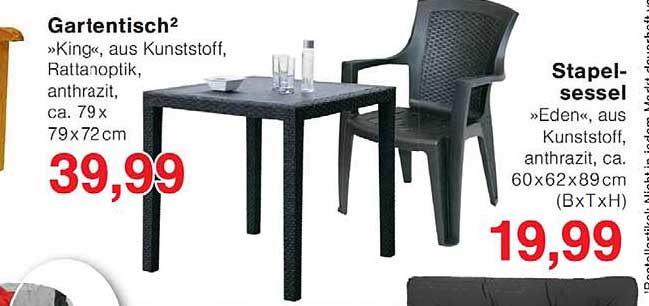 Gartentisch² »King«, aus Kunststoff, Rattanoptik, anthrazit, ca. 79 x 79 x 72 cm