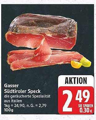 Gasser Südtiroler Speck die geräucherte Spezialität aus Italien