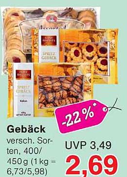 Gebäck versch. Sorten, 400/450 g (1 kg = 6,73/5,98)