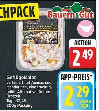 Geflügelsalat verfeinert mit Ananas und Mandarinen, eine fruchtig-milde Alternative für Ihre Brotzeit, 200g Packung