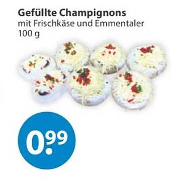 Gefüllte Champignons mit Frischkäse und Emmentaler 100 g